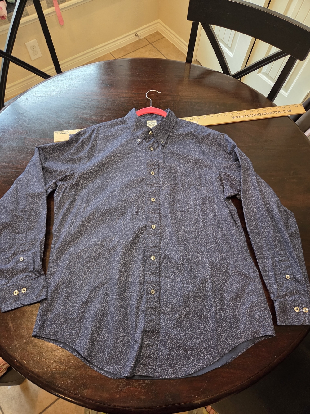 Brooks Brothers Navy Blue Micro-Print Button-Down Shirt